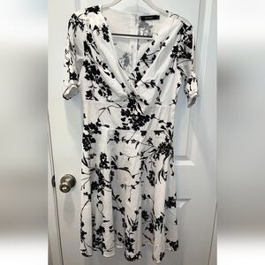 Elegant Black and White Floral Dress